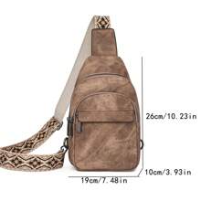 Retro Multi Pockets Chest Bag Soft Pu Leather Crescent Bag Motorcycle Sling Backpack - Brown - View 5