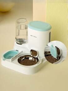 2 In 1 Pet Automatic Food Container & Water Dispenser Set, Integrated Feeding & Drinking Station, With Elevated Feeding Bowl, For Cats And Dogs - Multicolor - View 6