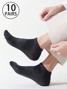 10對吸濕排汗加強防滑短襪，白色襪子，黑色襪子，面料女式踝襪，運動中筒襪，女士襪子，柔軟女式踝襪，一般女式踝襪和日常襪子 - 彩色 - 查看 11
