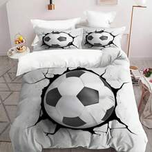 3入組足球圖案印花被套（1*被套+2*枕套，不含充填物），柔軟舒適的床上用品，適用於臥室或客房，適合所有人，可用於所有季節 - 彩色 - 查看 7