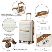 20 Inch Cabin Size Carry On Suitcase 24 Inch 28 Inch Check In Luggage Multi-Texture PP With TSA Lock For Business Travel Men & Women - Beige - View 6