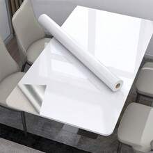 Giấy dán tường chống thấm nước bằng nhựa PVC DIY Pearlescent Film Phòng tự dán màu đen trắng Tủ quần áo Nhà bếp Dán tường bóng cao cấp Đồ nội thất - trắng - Xem 7