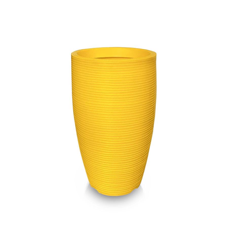 Vaso de Planta 60x38 Redondo Cônico Moderno Grande de Polietileno - Amarelo - Visão 1