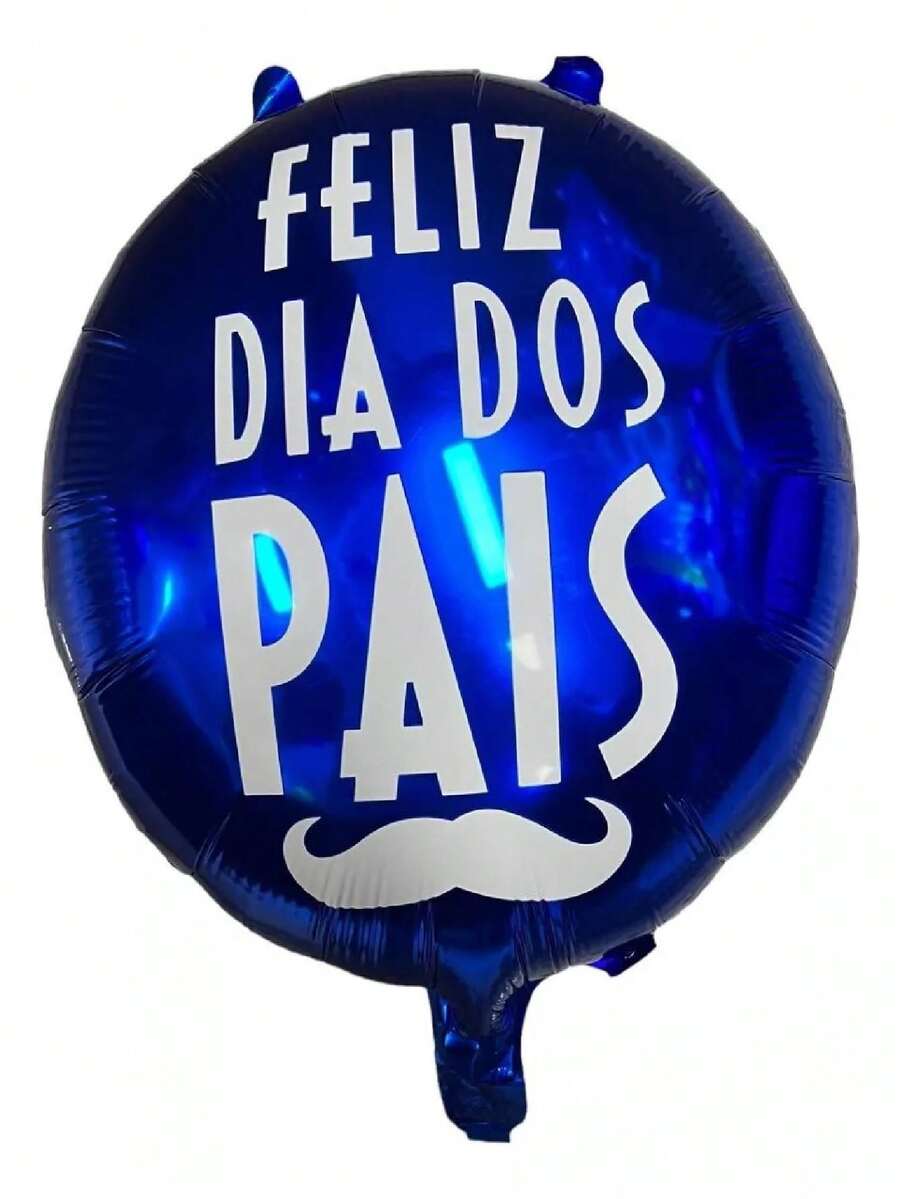 50 Blue Metallic Happy Father's Day Mustache Balloon 45cm - Màu xanh lam - Xem 1