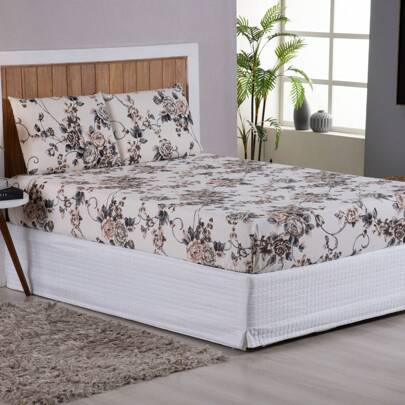 Jogo De lençol King 3 Peças Percal Estampado 100% Algodão