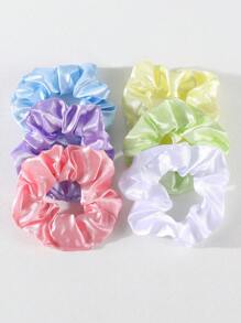 6/15 piezas Scrunchies de satén de colores para niñas, lazos elásticos de tela sedosa, accesorios para el cabello para coleta, uso diario - Multicolor - Ver 7