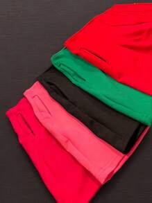 Women's Casual Shorts With Elastic High-Waist Pleats - 黑色 - 查看 6
