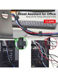 Organizador de cables, clip enrollable de alambre, soporte para auriculares, gestión de cables libres del ratón, cargador USB, protección contra cortes - Negro - Ver 4