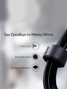 Organizador de cables, clip enrollable de alambre, soporte para auriculares, gestión de cables libres del ratón, cargador USB, protección contra cortes - Negro - Ver 5