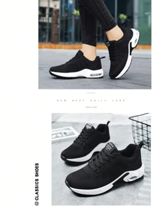 Zapatillas de Tenis Ortopédicos para Mujeres Cómodas, con Suela Gruesa y Transpirable, Ideales para Correr y Caminar. - Negro - Ver 9