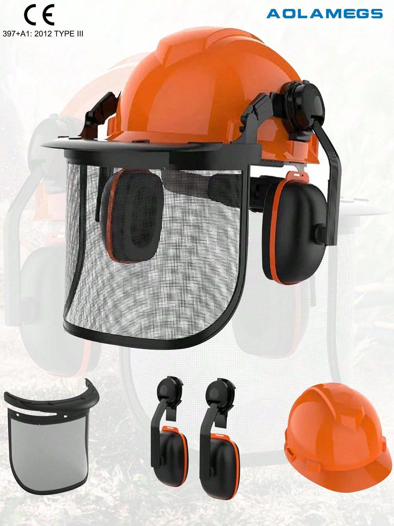 Industrial Forestry Safety Helmet And Hearing Protection System, With
