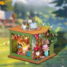 1pc 3D Wooden Miniature House Model DIY Assembly Kit, Creative Birthday Gift, Home Decor - Blue - View 7