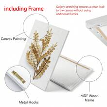 3 Cái/bộ Tranh treo tường bằng vải canvas và cây bạch quả Bắc Âu và bánh xe hàng năm - In áp phích lá vàng, thích hợp cho phòng khách gia đình Trang trí phòng ngủ - Nhiều màu - Xem 7