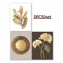3 Cái/bộ Tranh treo tường bằng vải canvas và cây bạch quả Bắc Âu và bánh xe hàng năm - In áp phích lá vàng, thích hợp cho phòng khách gia đình Trang trí phòng ngủ - Nhiều màu - Xem 6