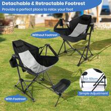 (Black)Hammock Camping Chair, Folding Camping Swinging Chair W/ Retractable Footrest, Cozy Head Pillow, Carrying Bag Included, Portable Lightweight Rocking Chair For Camping, Fishing, Picnic - Black - View 5