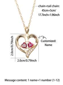 Collar grabado y personalizado con piedra en forma de corazón para cumpleaños con diseño de regalo para el Día del Padre, Día de la Madre, Día de San Valentín y aniversarios de cumpleaños, graduación, Navidad y como regalo de alta gama para amigos, compañeros de clase y familiares