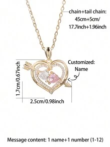 Collar grabado y personalizado con piedra en forma de corazón para cumpleaños con diseño de regalo para el Día del Padre, Día de la Madre, Día de San Valentín y aniversarios de cumpleaños, graduación, Navidad y como regalo de alta gama para amigos, compañeros de clase y familiares