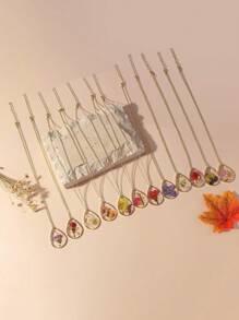 1pc Exquise handgemaakte hars gedroogde bloemen hanger ketting, waterdruppelvorm, 12 maanden geboorte bloemenontwerp inclusief roos, pioenroos, flox, zwaluw en narcis. Bloemen accessoires geschikt voor dagelijks gebruik en als cadeau. Valentijnsdag, moeder, moeder, Moederdag, cadeau