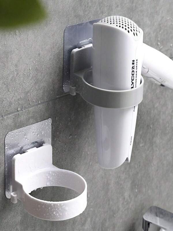 suporte para secador de cabelo de parede auto-adesiv  cinza ou branco aleatório