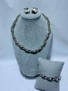 Women Jewelry Sets - 銀色彈簧項圈 - 查看 1