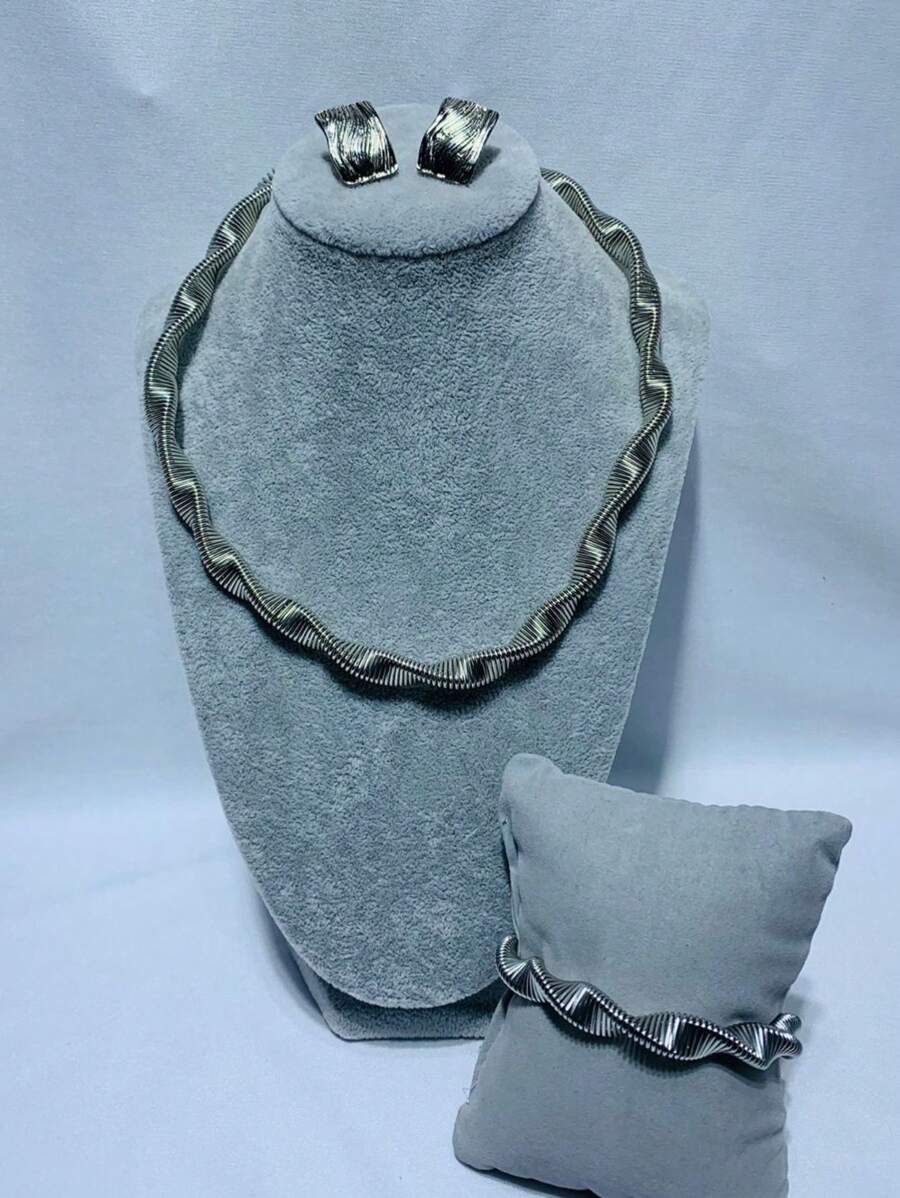 Women Jewelry Sets - 銀色彈簧項圈 - 查看 1