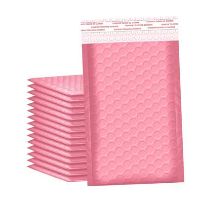 4.8*7.01吋/6.77*9.02吋/9.29*11.02吋粉色定制印花塑料信封可降解聚乙烯袋，防水快遞包裹袋，郵寄泡殼袋，服裝包裝氣泡袋，用於運輸配送