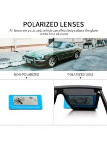 1pc Men's TR Oversized Framed Decorative Shield-Shaped Polarized Fashion Sunglasses Beach Accessories Sun Glasses Sunglasses Shades For Summer Beach Vacation,Outdoor,Travel