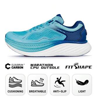  1pair Women's R2 Thick-Soled Carbon Plate Marathon Running Shoes With Shock Absorption, Soft Bounce, Lace-Up, TPU Slip-Resistant, And Wear-Resistant Features