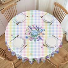 1入組桌布，明亮向日葵蜜蜂桌布，春季野餐裝飾，邊緣壓花工藝，印花桌布，耐污、防水，無摺痕，餐廳、家庭廚房、露台甜蜜家居蜜蜂桌布裝飾、餐桌套 - 彩色 - 查看 19