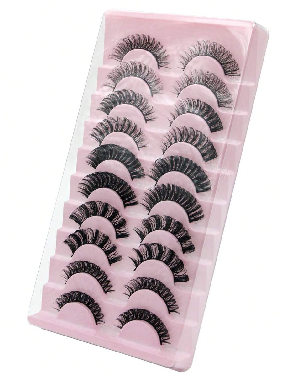10 Pairs Mixed Style DD Curl Thick False Eyelashes For Sexy And Dense Look, Suitable For Parties