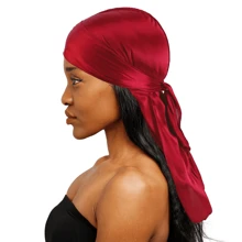 1顶海盗帽，带长仿丝编织丝绸睡帽，缎面发帽 - 純色 - 查看 14