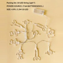 1 dây đèn LED 10 bóng hình phi hành gia, hành tinh, tên lửa dài 1.5m, trang trí phòng trẻ em, tiệc sinh nhật, tiệc lễ hội, trang trí nhà cửa, trang trí tường trong nhà, phòng em bé, dùng pin. - trong suốt - Xem 12