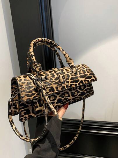 2024 New Fashion Faux Leather Leopard Print Women's Handbag, Versatile Casual Shoulder Bag, Leopard Print Bag, New Fall Winter Cheetah Print Purse For Women