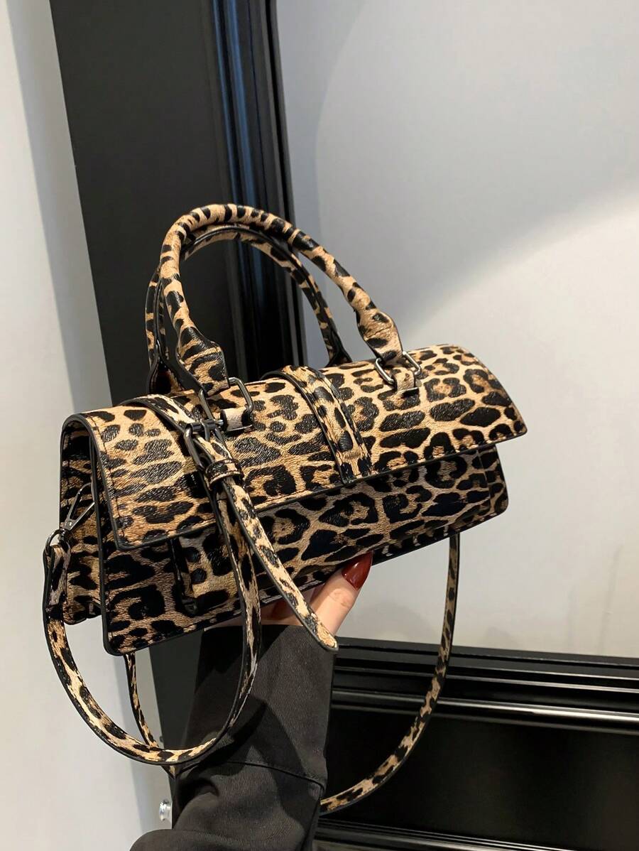 2024 New Fashion Faux Leather Leopard Print Women's Handbag, Versatile Casual Shoulder Bag, Leopard Print Bag, New Fall Winter Cheetah Print Purse For Women