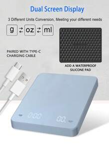 1 pieza de báscula electrónica para café con múltiples unidades de conversión, pantalla LED HD, báscula de cocina para hornear, báscula para pesar granos de café, con función de tiempo, alta precisión, apta para uso doméstico en alimentos, té y materiales medicinales [Venta de cocina de Año Nuevo]