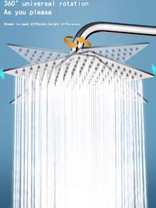 YAOPENG 1pc Top Spray Shower Head, Plating Square 8-Inch Boosted Rain Showerhead, Stainless Steel Fixed Bathroom Showerhead Replacement, High Pressure 8''/10'' Rainfall Shower For An Invigorating Showering Experience - Silver - View 7