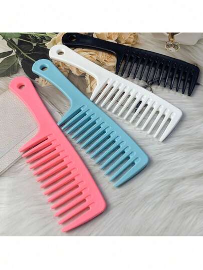 1把加厚韩式宽齿梳，哑光表面，适合女性和学生梳理头发和按摩头皮。