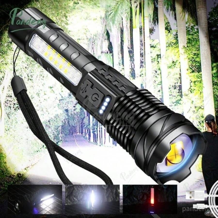 Lanterna Tatica Titanium 2000Metros de Zoom Luz Forte Lanterna Super potente - Preto - Visão 1