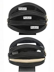 Borsa da spalla multifunzionale alla moda 2024 per donne, Borsa a tracolla popolare e classica per signore, piccola Borsa con tasche multiple e cerniere ideale per lavoro, studio, shopping, appuntamenti e viaggi, regalo perfetto per ragazze - nero - Visualizzare 8