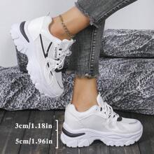 2024 New Plus Size Mesh Chunky Sneakers For Women, Height-Increasing, Best-Selling Casual Sports Shoes - Black - View 2