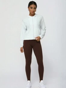 Sodalemon Sommerliche dünne Jacke für Damen, Sport Fitness Outdoor, Reißverschluss Kapuzenjacke mit Taschen und Schnurzug