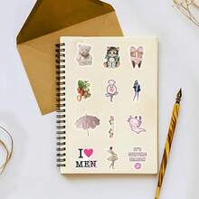 62 张/包风格贴纸，可爱卡通美学标签，用于剪贴簿，自粘密封文具贴纸，用于卡片信封，儿童礼物青少年派对用品奖励激励动机 - 黑色 - 查看 11