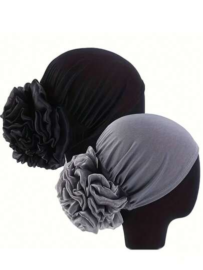 1入女士大花淺色頭帶，以牛奶絲織物製成，適用於戶外活動，輕盈透氣，百搭時尚配件