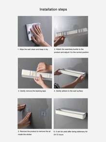 1入組灰色浴室櫃壁掛式儲物架，多功能收納架，無需鑽孔，白色板用於在浴室牆壁上放置物品 - 灰色 - 查看 10