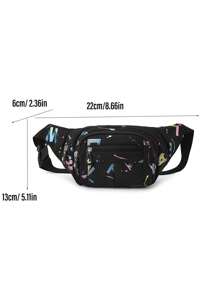 1pc Fashion Colorful Nylon Zipper Closure Casual Versatile Multi-Pocket Fanny Pack/Chest Bag/Shoulder Bag, Suitable For Daily Outing, Holiday, Travel, Random Print Design