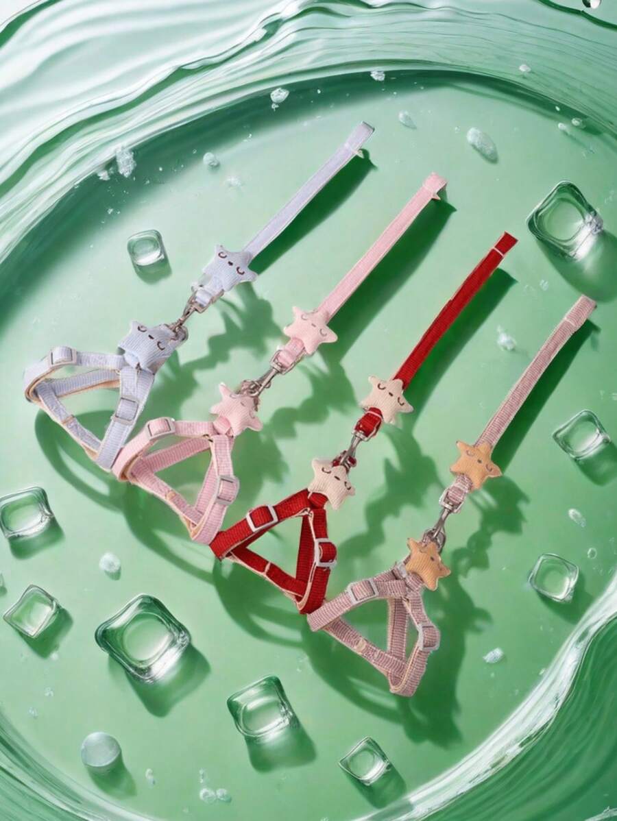 Pet Chest-Back Harness Leash, Dog Leash For Small Dogs Like Teddy And Pomeranian - Pink - View 1