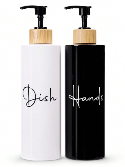 2pcs Black And White Refillable Soap Dispenser Black Liquid Pump -Convenient Hand And Dish Soap Bottle For Bathroom Accessories, Bamboo Tray, Bathroom Organizers & Storage, Home Decor, Furniture For Home Home Bathroom Decor Fall Decor Back To School