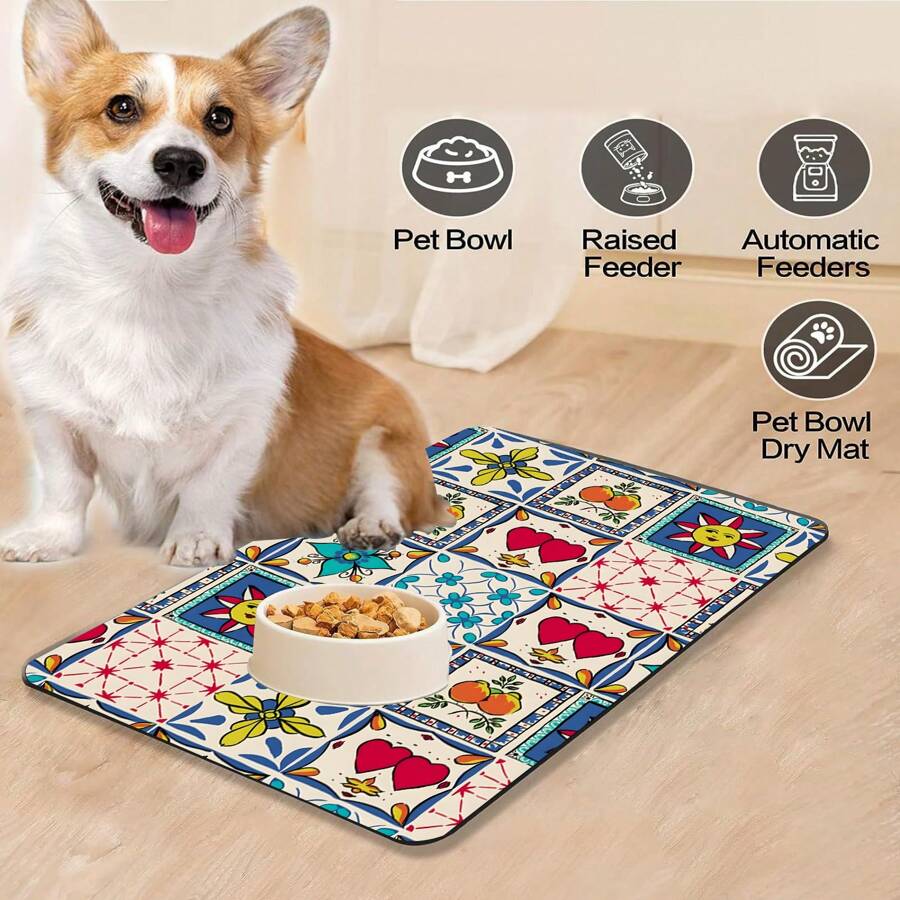Dog Food Mats For Floors Waterproof, Dog Cat Water Bowl Mats Pet