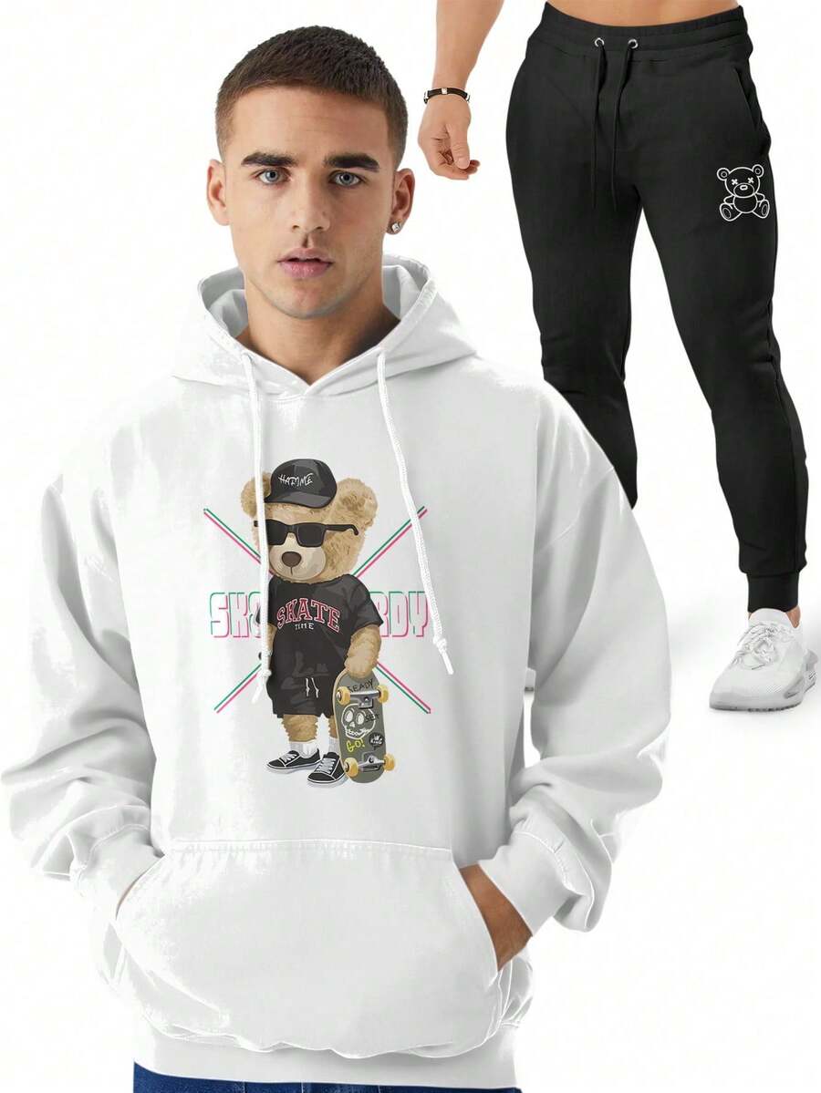 Men Hoodie & Sweatshirt Co-Ords - 白色 - 查看 1