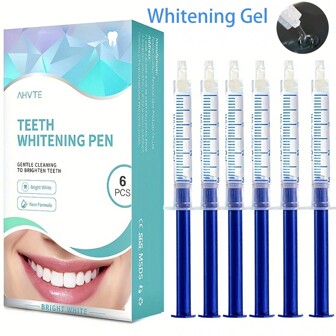 Recarga de gel blanqueador de dientes (6x3ml) para bandeja de dientes con 6% de peróxido de hidrógeno, gel blanqueador de acción rápida, para usar con el kit de blanqueamiento de dientes, cuidado dental
